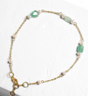 Pearl and Beads Studded Brass Anklet