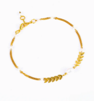 Pearl and Beads Studded Brass Anklet