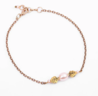 Pearl and Beads Studded Brass Anklet