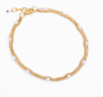 Pearl and Beads Studded Brass Anklet