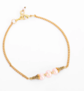 Pearl and Beads Studded Brass Anklet
