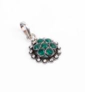 Simulated Emerald Oxidized Silver Locket