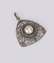 Pearl Studded Oxidized Silver Locket