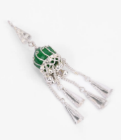 Simulated Emerald Oxidized Silver Locket