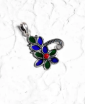 Simulated Emerald Oxidized Silver Locket