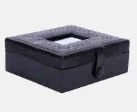Black Embossed Leather Jewellery Box