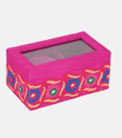 Fuchsia Arri Embroidered Mixed Silk Chosha Jewellery Box