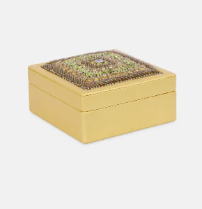 Golden Erri Embroidered Faux Leather Jewellery Box