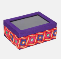 Purple Arri Embroidered Mixed Silk Chosha Jewellery Box
