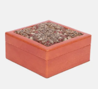 Tan Erri Embroidered Genuine Leather Jewellery Box