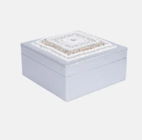 Grey Erri Embroidered Faux Leather Jewellery Box