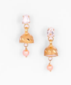 Pearl and Simulated Zircon Gold Earrings