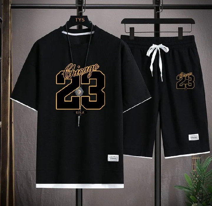 Black Printed Exclusive Summer Combo T-Shirt & Pant-T-Shirt