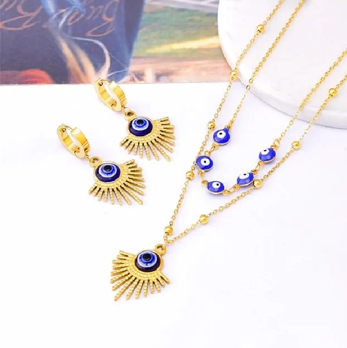 Evil Eye Set for Women Necklace Layered Necklaces Evil Eye Earring