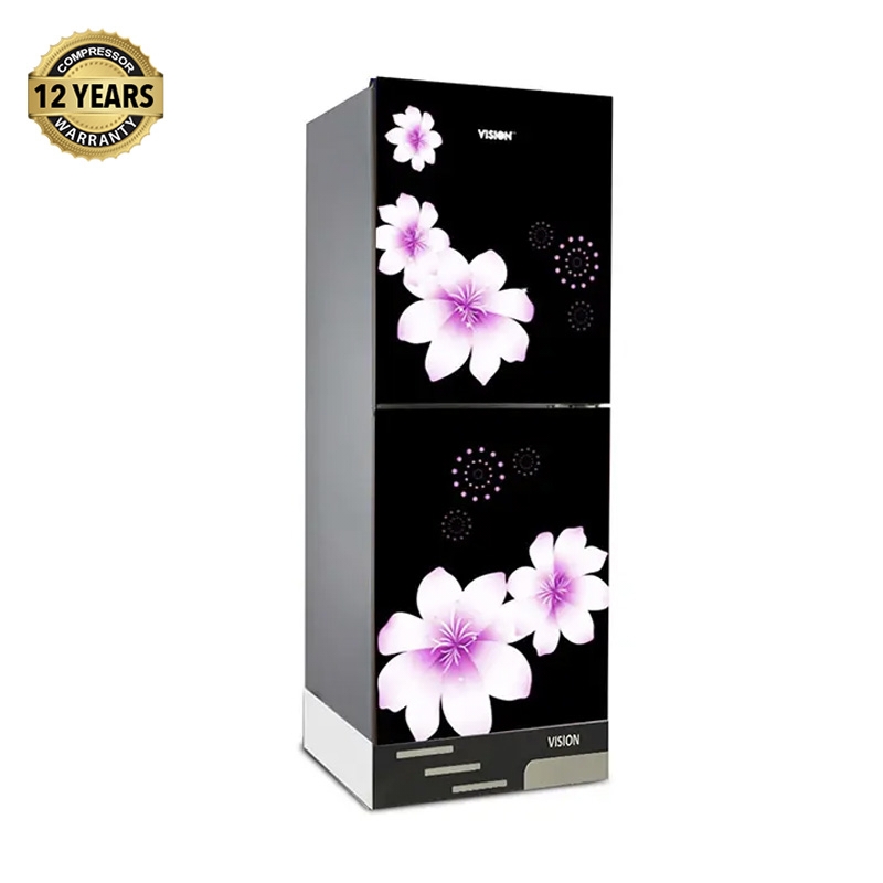 VISION Glass Door Refrigerator RE-200 Liter Mirror White Purple Top Mount