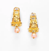 Pink Pearl Gold Earrings