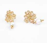 Pearl Adorned Butterfly Gold Earring