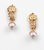 Pearl and Simulated Stone Gold Earring