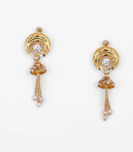 Pearl and Simulated Stone Gold Earrings