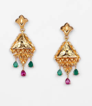 Simulated Stone Gold Earring