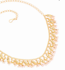 Pearl and Simulated Stone Gold Necklace