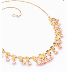 Pearl and Simulated Stone Gold Necklace