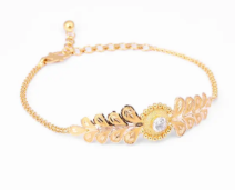 Simulated Zircon Gold Filigree Bracelet