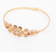 Simulated Stone Studded Gold Bracelet