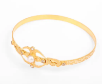 Pearl and Simulated Stone Gold Bangle
