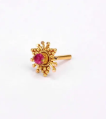 Simulated Stone Studded Gold Nose Pin