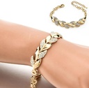 Bohemian Rhinestone Leaves Chain Bracelet - Elegant Luxury Bangle for Women & Girls, Wedding Jewelry