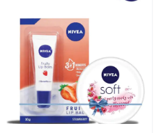 NIVEA Soft Cream Berry Blossom 25ml & Lip Balm Fruity 10gm Combo