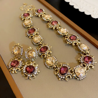 3 Pcs Vintage Necklace Earring Set High-end Accessories for Women 2026 Exaggerated Fashion Jewelry Sets for Women