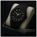 Arabic Aura Watch – Carbon Fiber Look Body with Sleek & Modern Design-কালো ঘন্টা চিহ্ন,হোয়াইট আওয়ার মার্ক