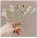 Elegant Chinese Style Ancient Style Tassel Hairpin Vintage Tassel Flower Bamboo Chopsticks Pearl Rhinestone Hairpin Hair Clip for Women Girls