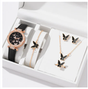 Artificial Leather Watch & Butterfly Jewelry Sets For Women Gift Item