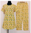 Long Tshirt with Palazzo Set for Women Multicolor Random Design Cotton-Color Family Multicolor-One Size