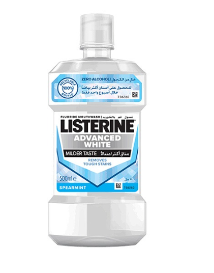 Listerine Mouth Wash Advanced White, 500ml (Imported)