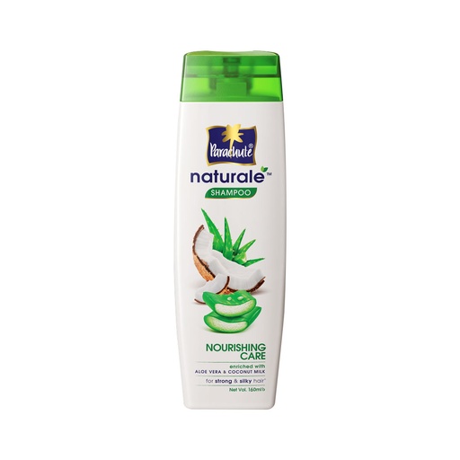 Parachute Naturale Nourishing Care Shampoo with Aloe Vera & Coconut Milk, For Strong & Silky Hair, Smoothens Hair, Paraben Free, 100% Vegan, All Hair Types, 160 ml Size: 160ml