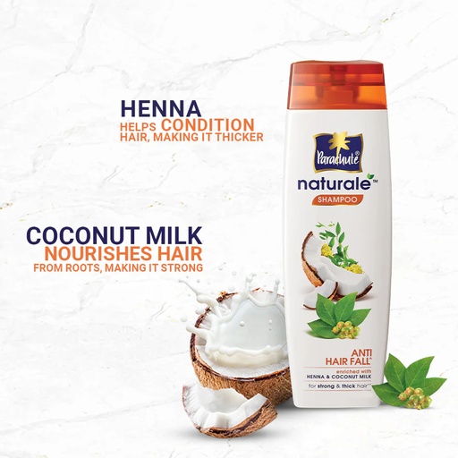 Parachute Naturale Anti Hair Fall Shampoo with Henna & Coconut Milk, For Strong & Thick Hair, Reduces Hair Fall, Paraben Free, 100% Vegan, All Hair Types, 320 ml Size: 320ml