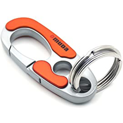 Omuda Stylish Hook Locking Metal Carabiner Double Ring Key Chain for Men and Women (Any Colour)