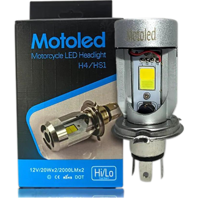 Motoled H4 LED Headlight Bulb H/L High Low Dual Beam 20W - (motoled_12v_20w_wl)