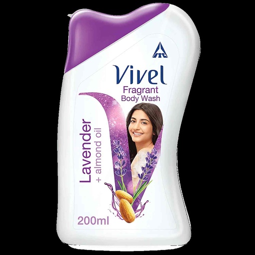 Indian Vivel Body Wash, Lavender & Almond Oil Shower Creme (200ml)