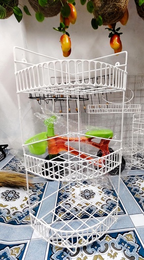 কর্নার ফুলদানি রেক|corner rack for flower 3 layer with plastic cutting