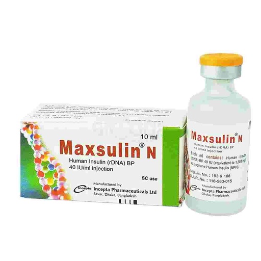 Maxsulin N 40 IU vial (10ml) SC Inj