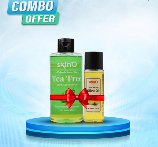 Skino Tea Tree Shower Gel 220ml with Skino Olive Oil 100ml220ml+100ml